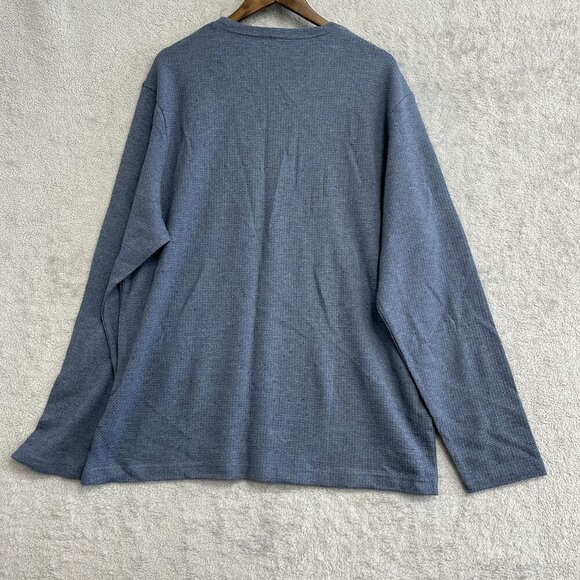 NEW English Laundry Men's XXL Long Sleeve Crew Neck Waffle Sweatshirt Blue - Picture 3 of 8